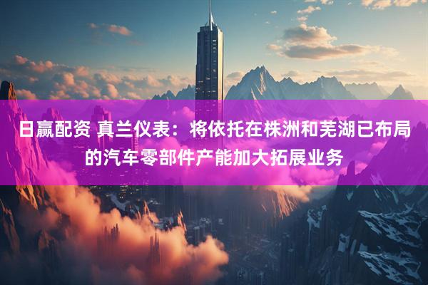 日赢配资 真兰仪表：将依托在株洲和芜湖已布局的汽车零部件产能加大拓展业务