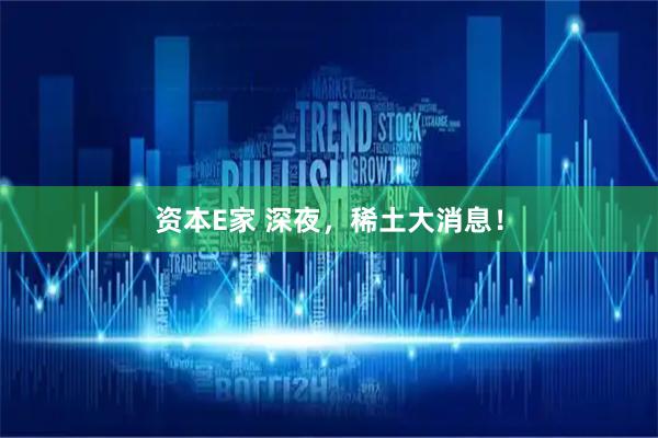 资本E家 深夜，稀土大消息！