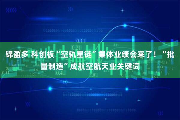 锦盈多 科创板“空轨星链”集体业绩会来了!“批量制造”成航空航天业关键词